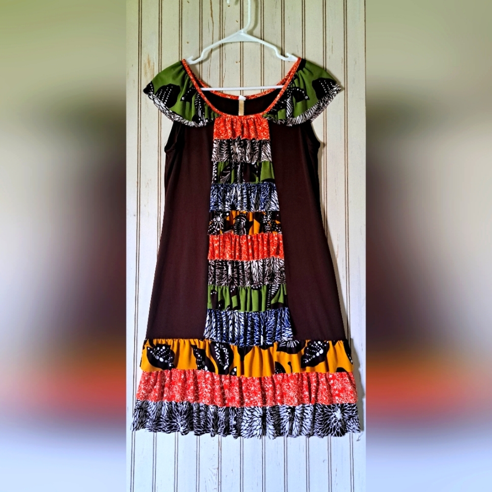 Ladies Uncle Frank Dress Small Vintage Coloring Layered Ruffling Fall Event S